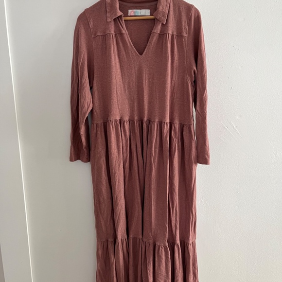 Free People FP Beach Moonlight Midi Dress Size xs Mauve Tiered - Picture 2 of 4